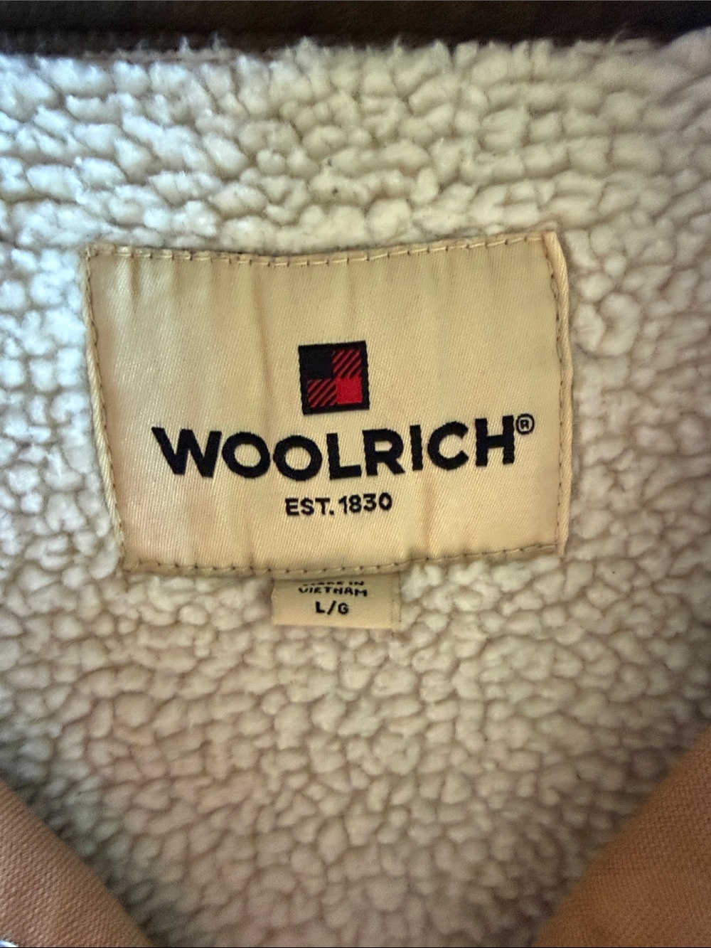 Woolrich Canvas Sherpa-Lined Field Jacket with Brown Corduroy Collar- like NEW - Picture 2 of 6
